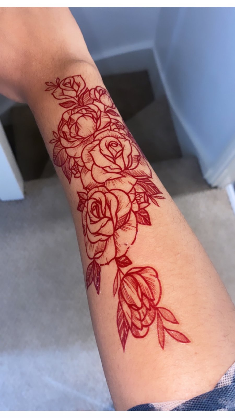 XL floral sleeve tattoo - Available in black or red